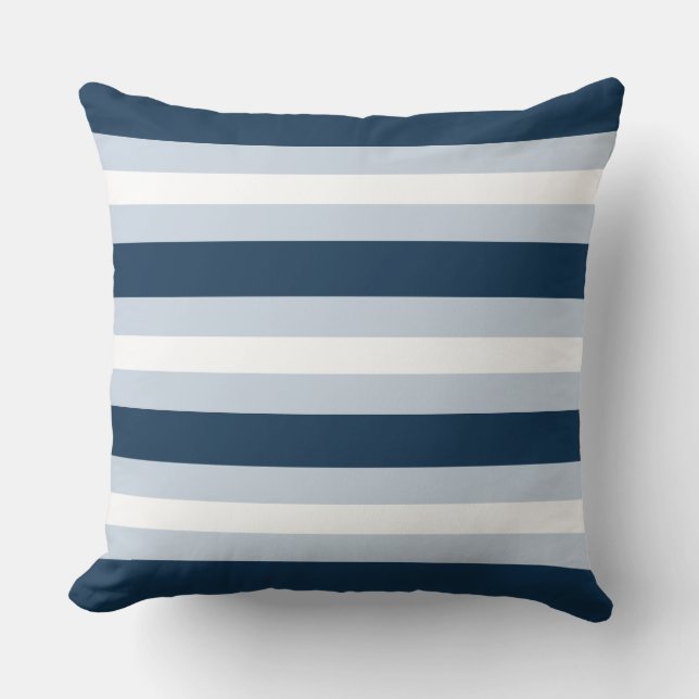 Coussin jeté rayures bleues et blanches (Recto)