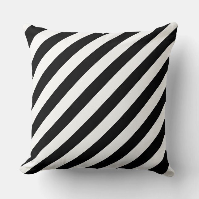 Coussin jeté rayures noir et blanc (Recto)