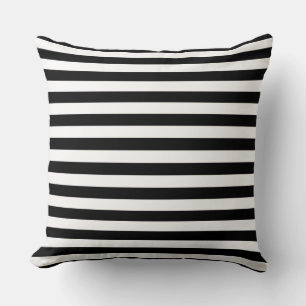 Coussin jeté rayures noires et blanches