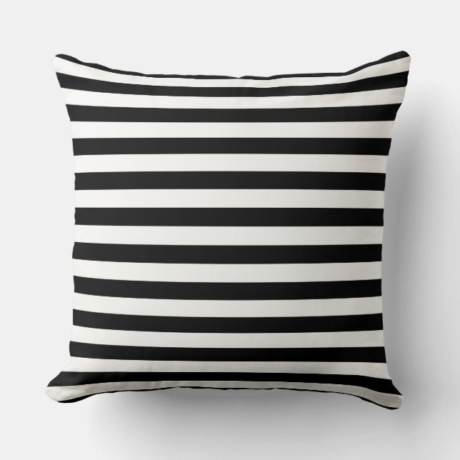 Coussin jeté rayures noires et blanches (Recto)