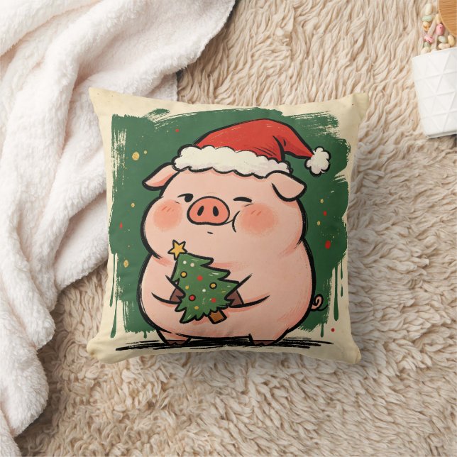 Coussin jeté représentant un cochon mignon dans un (Couverture)