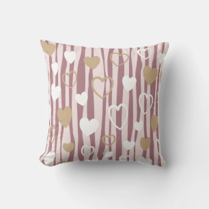 Coussin Jeté romantique avec cœurs dessinés à la main et r