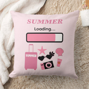 Coussin jeté rose de chargement d'été
