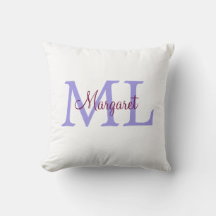 Coussin jeté simple minimal ajouter nom monogramme rose ro