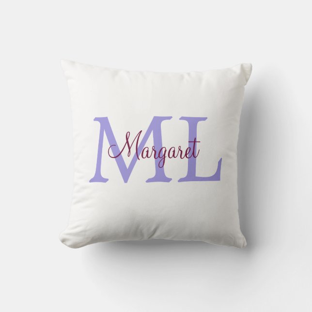 Coussin jeté simple minimal ajouter nom monogramme rose ro (Recto)