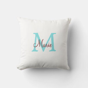 Coussin jeté simple minimal ajouter nom monogramme rose ro