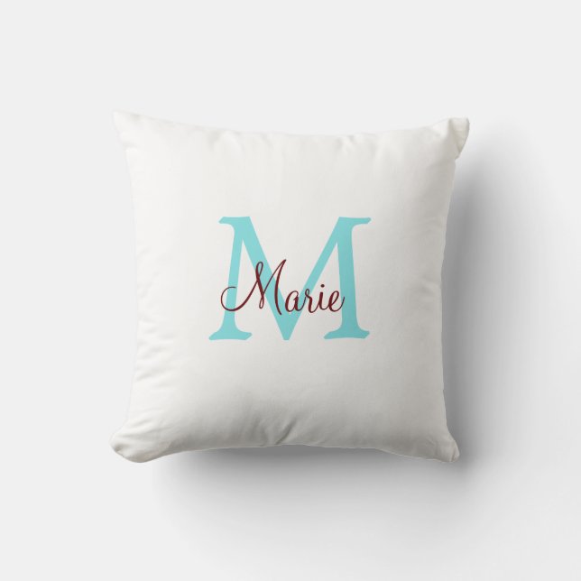 Coussin jeté simple minimal ajouter nom monogramme rose ro (Recto)