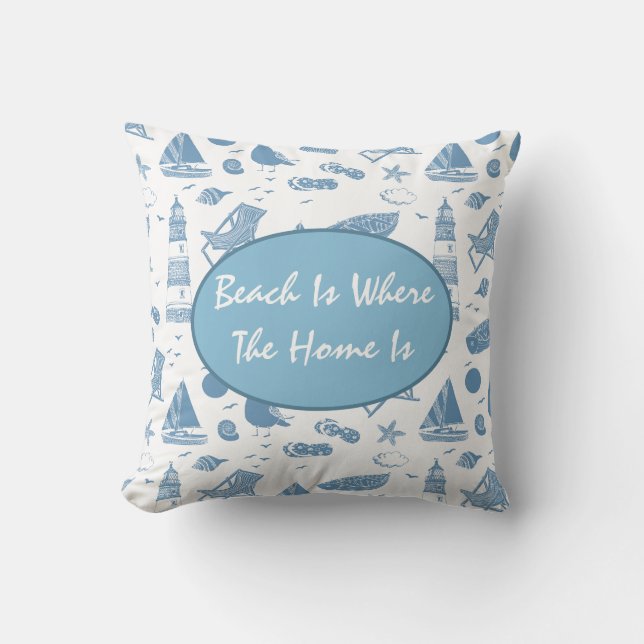 Coussin Jeté - Thème de la Plage (Recto)