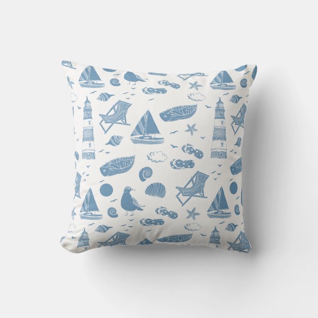 Coussin Jeté - Thème de la Plage (Recto)
