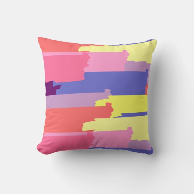 Coussin Jeté Traits de Pinceau Colorés (Recto)