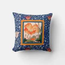 coussin jeté William Morris avec tulipe et pavot