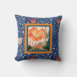 coussin jeté William Morris avec tulipe et pavot