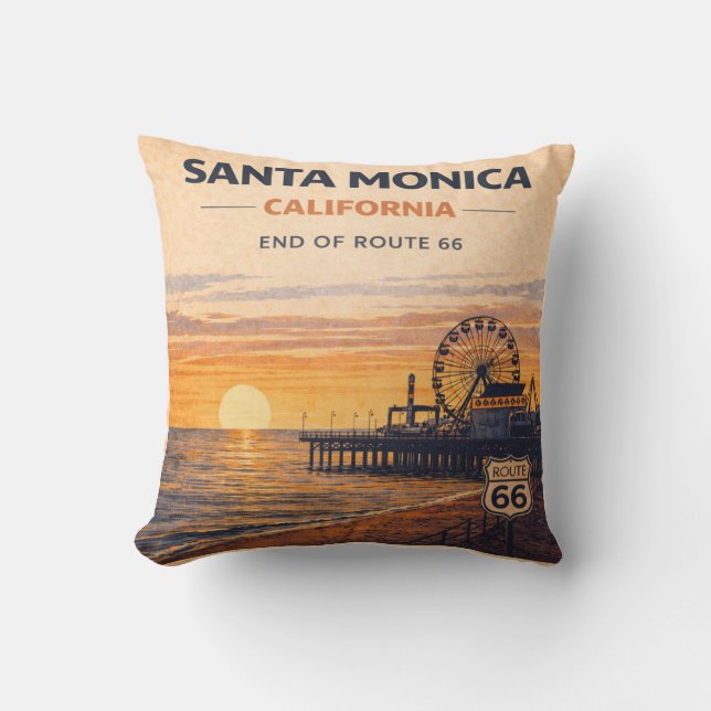 Coussin Jetée de Santa Monica Route 66 Décor de coucher de (Recto)