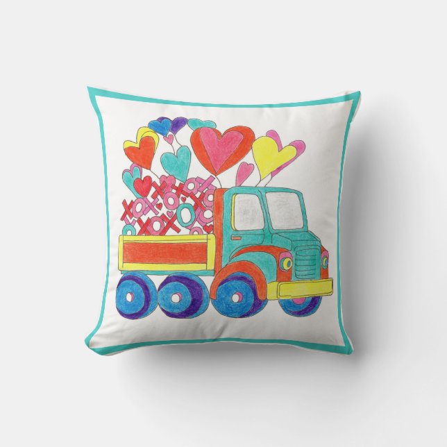 Coussin Jeter Coeurs Camion Pillow (Recto)