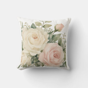 Coussin Jeter de jardin botanique vintage roses et papillo