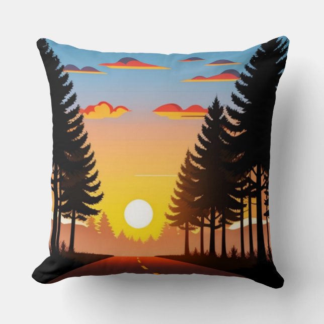 Coussin Jeter des oreillers, Coucher de soleil au-dessus d (Recto)
