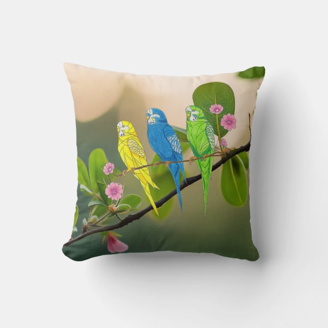 Coussin Jeter Époux Épouse Oiseau (Recto)