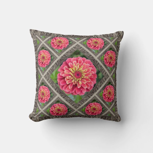 Coussin Jeter l'oreiller avec de belles Zinnias roses (Recto)