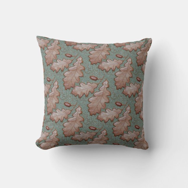 Coussin Jeter l'oreiller avec feuille de chêne et imprimé  (Recto)