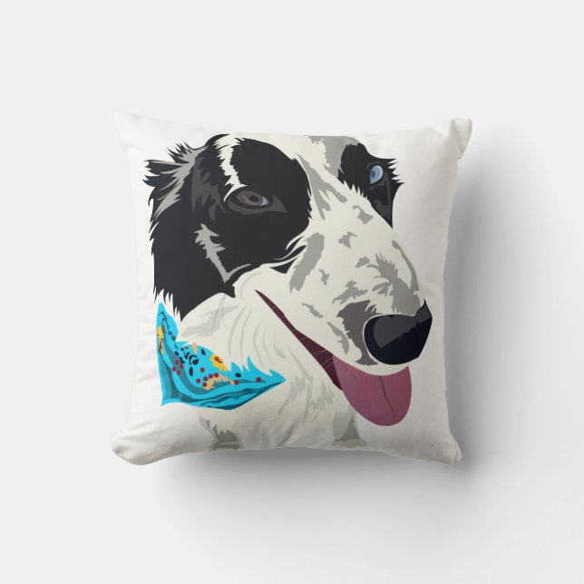 Coussin Jeter l'oreiller avec la bordure égratignée Collie (Recto)
