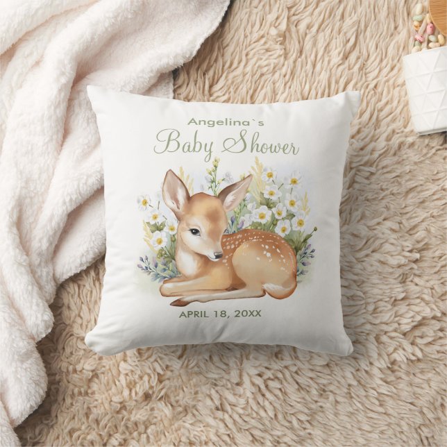 Coussin Jeter l'oreiller avec l'aquarelle fawn. (Couverture)