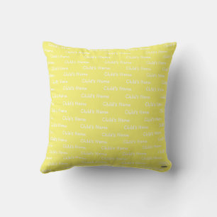 Coussin Jeter l'oreiller avec le nom de l'enfant Jaune HAM