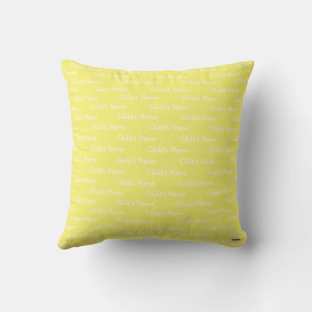 Coussin Jeter l'oreiller avec le nom de l'enfant Jaune HAM (Verso)