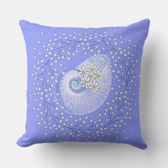 Coussin Jeter l'oreiller en coquille bleue et conception d (Recto)