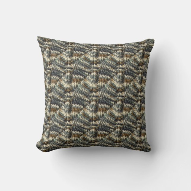 Coussin Jeter l'oreiller - Motif de Knit en bleu, Brown, b (Recto)