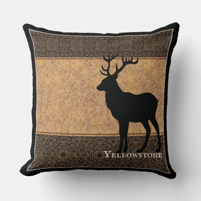 Coussin Jeter Oreiller-Yellowstone Elk Noir (Recto)