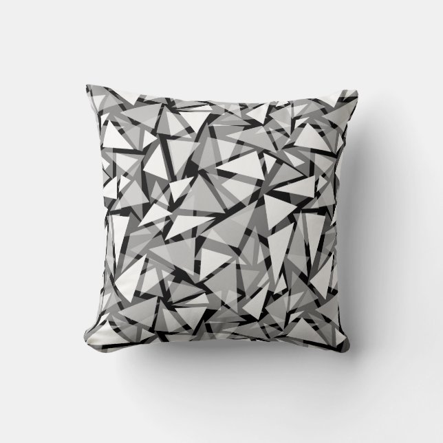 Coussin Jeter Pillow géométrique triangles formes gris (Recto)