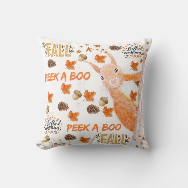 Coussin Jeter un oeil à un écureuil d'automne Jeu d'oreill (Recto)