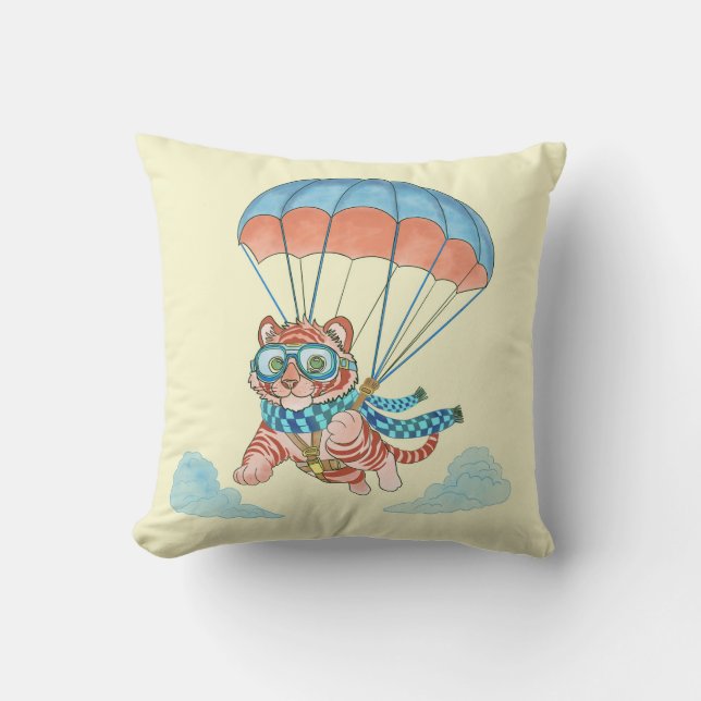 Coussin Jetez le tigre de parachute d'oreiller (Recto)