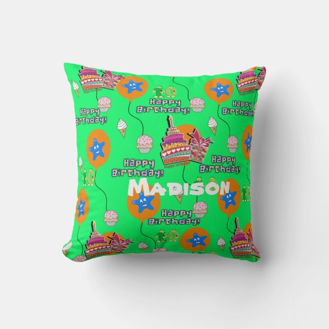 Coussin Jetez l'oreiller, #10 Joyeux 10e anniversaire vert (Recto)