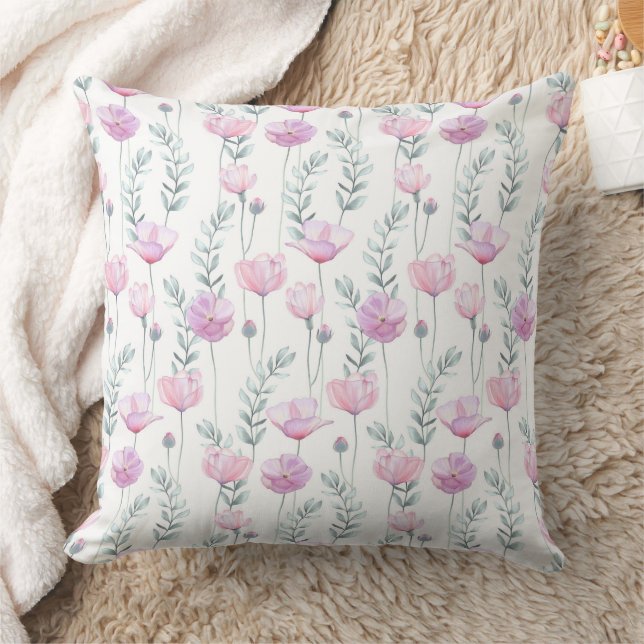 Coussin Jetez l'oreiller avec des fleurs dans des tons pas (Couverture)