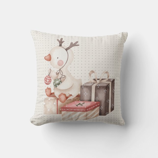 Coussin Jetez l'oreiller avec le canard de Noël (Recto)