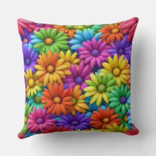 Coussin Jetez l'oreiller - Marguerites Abstraites colorées