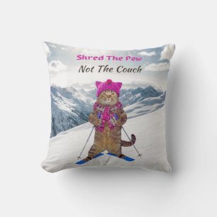 Coussin Jetez l'oreiller, partagez la pow Ski Cat