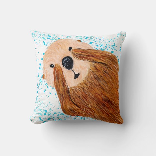 Coussin Jetez un oeil à un bateau Otter de mer (Recto)