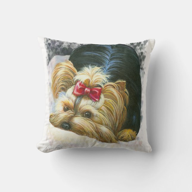 Coussin Jetez un oeil à un Bo Yorkie Yorkshire terrier Por (Recto)