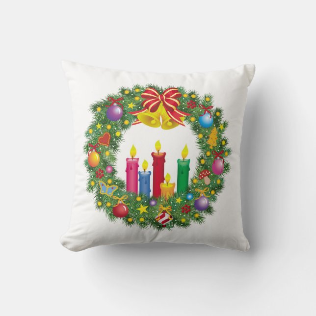 Coussin Jetez un oreiller/une couronne de Noël avec des bo (Recto)