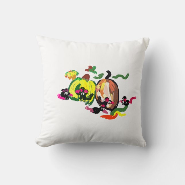 Coussin Jeu d'automne à cinq mouches (Recto)
