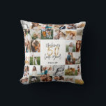 Coussin Jeu de 50e anniversaire de design multi photo<br><div class="desc">Un script multi photo minimaliste moderne cadeau coussin de 50e anniversaire. Un cadeau idéal pour les mamans,  papas,  grand,  grand-père de n'importe quel membre de la famille. Texte élégant et étonnant. Design noir,  blanc et or.</div>