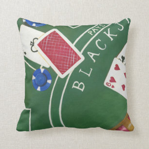 Coussin Jeu de Blackjack avec chips par Chariklia Zarris