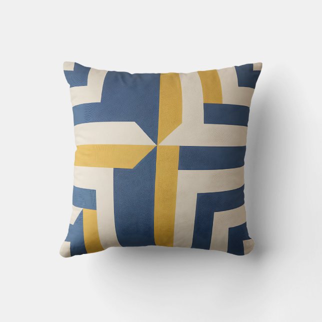 Coussin Jeu de Carré de Zigzag géométrique moderne (Verso)
