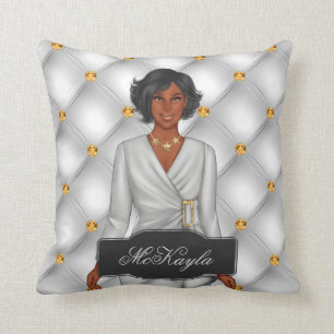 Coussin Jeu de femme afro-américaine de mode personnalisée
