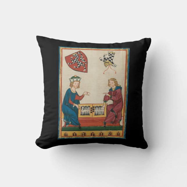 Coussin Jeu de jacquet, Art médiéval du XIVe siècle (Recto)