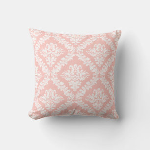 Coussin Jeu de motif blanc et rose et blanc damassé