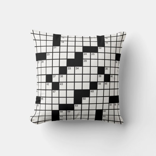 Coussin Jeu de mots croisés drôle en noir et blanc (Recto)