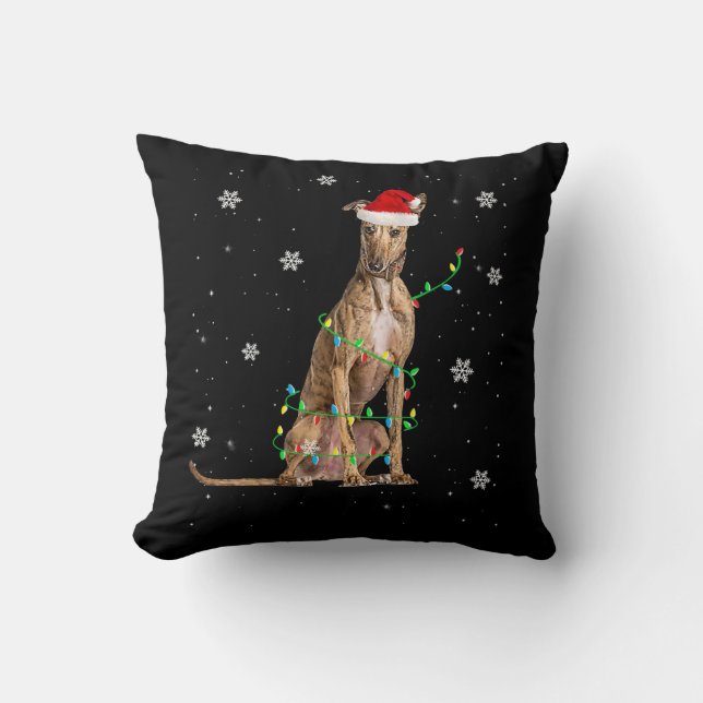 Coussin Jeu de Noël léger de Whippet Père Noël Whippet Xma (Recto)